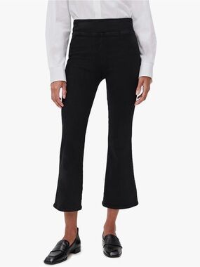 FRAME Jetset Crop Mini Boot Highrise Jeans Denim Kick Flare Black Size 0